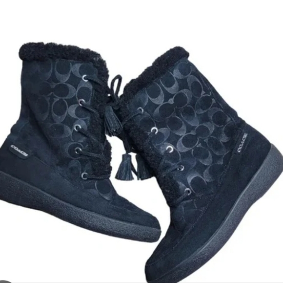 COACH $150 Tuesday Black Monogram Boot's Size 10 in Length - Picture 1 of 8
